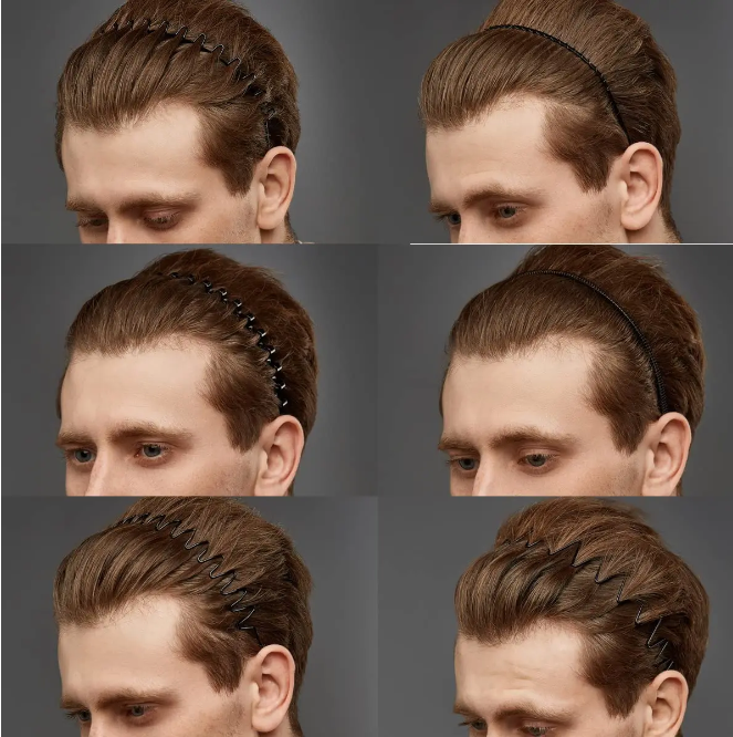 Diademas metálicas para hombre - onduladas y en zigzag, juego de 6 piezas