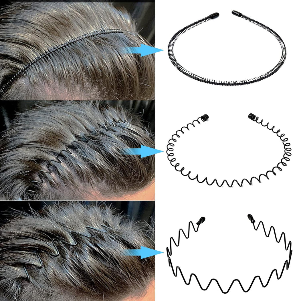 Diademas metálicas para hombre - onduladas y en zigzag, juego de 6 piezas