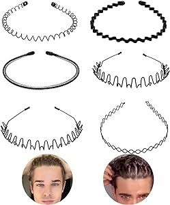 Diademas metálicas para hombre - onduladas y en zigzag, juego de 6 piezas