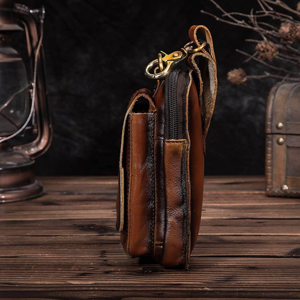 Leather Hip Bag — Phone Pocket, Adjustable Strap