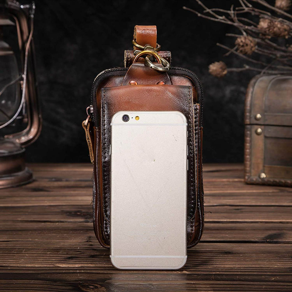 Leather Hip Bag — Phone Pocket, Adjustable Strap