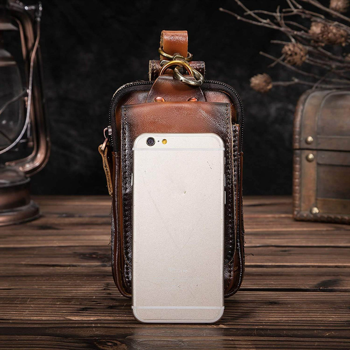 Leather Hip Bag — Phone Pocket, Adjustable Strap