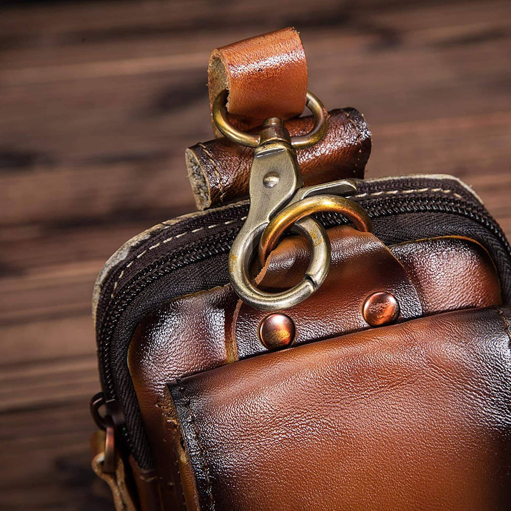 Leather Hip Bag — Phone Pocket, Adjustable Strap