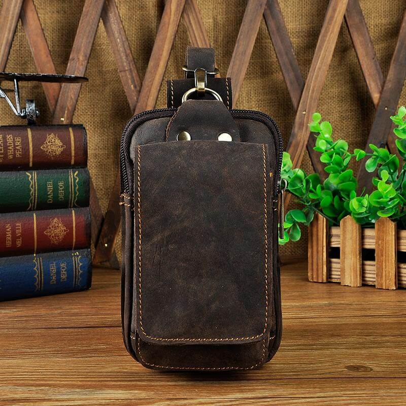 Leather Hip Bag — Phone Pocket, Adjustable Strap