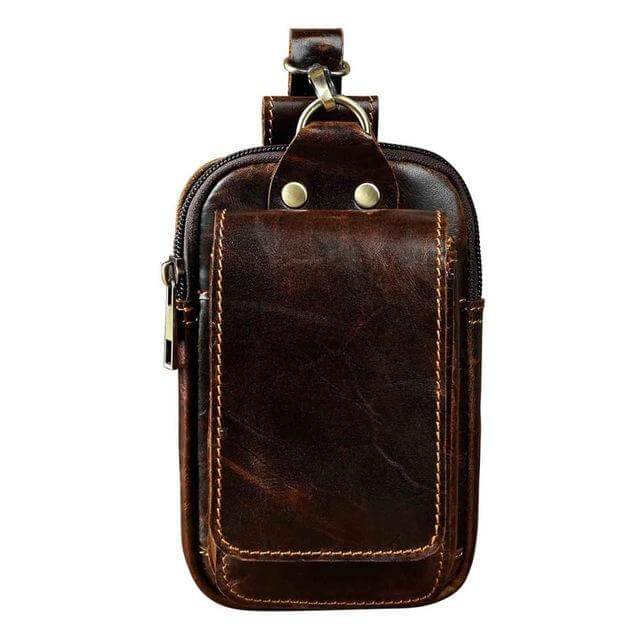 Leather Hip Bag — Phone Pocket, Adjustable Strap
