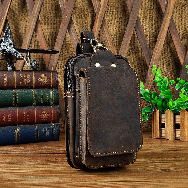 Leather Hip Bag — Phone Pocket, Adjustable Strap