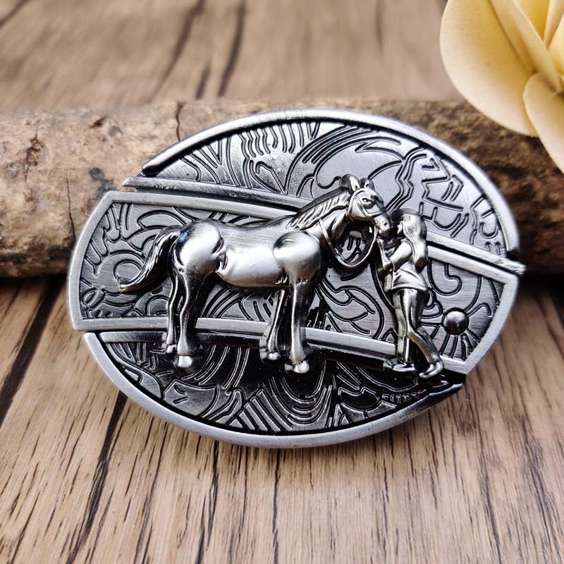 Cataramă ovală pentru curea în stil western, unealtă EDC din aliaj de zinc, 24 de modele