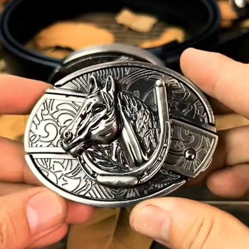 Cataramă ovală pentru curea în stil western, unealtă EDC din aliaj de zinc, 24 de modele