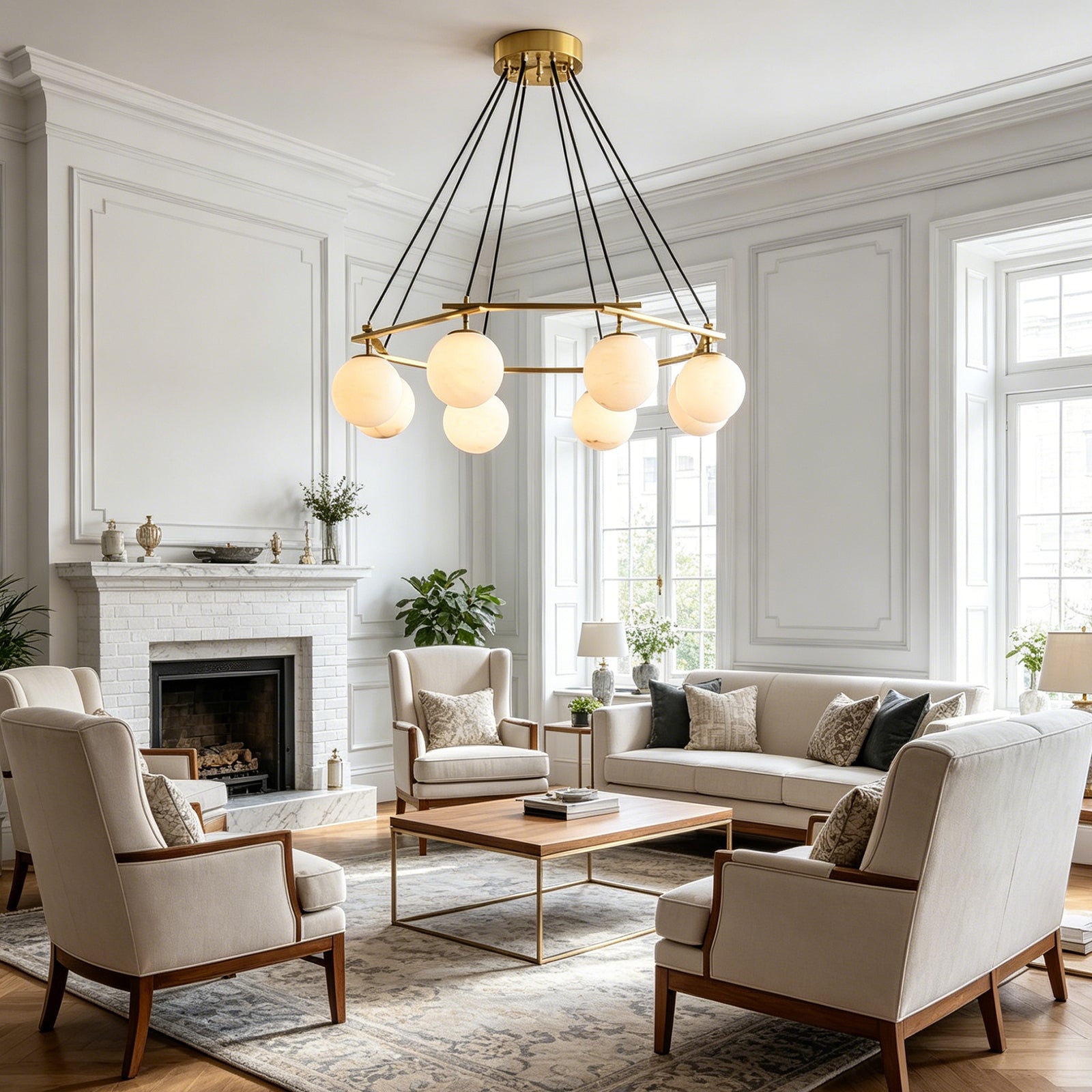 Miira Geometric Alabaster Chandelier | wildoxy