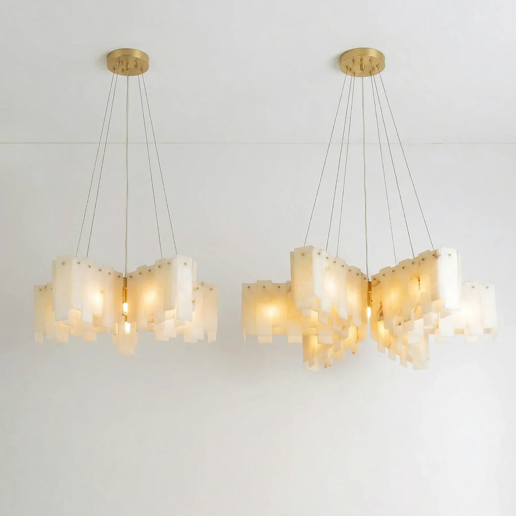 Cascade Alabaster Tiered Brass Chandelier | wildoxy