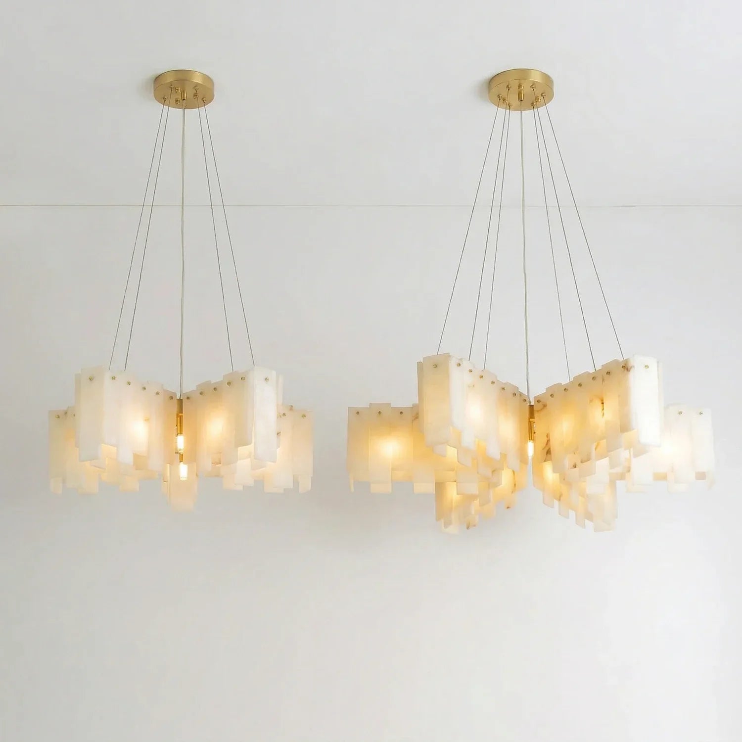Cascade Alabaster Tiered Brass Chandelier | wildoxy