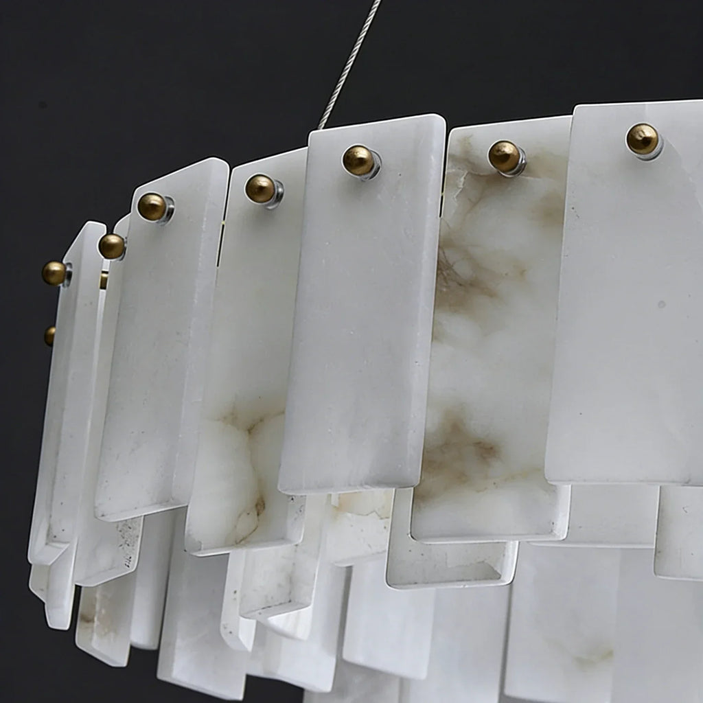 Modern Alabaster Celestial Round Chandelier | wildoxy