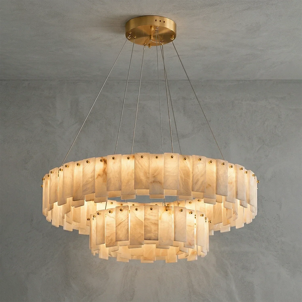 Modern Alabaster Celestial Round Chandelier | wildoxy