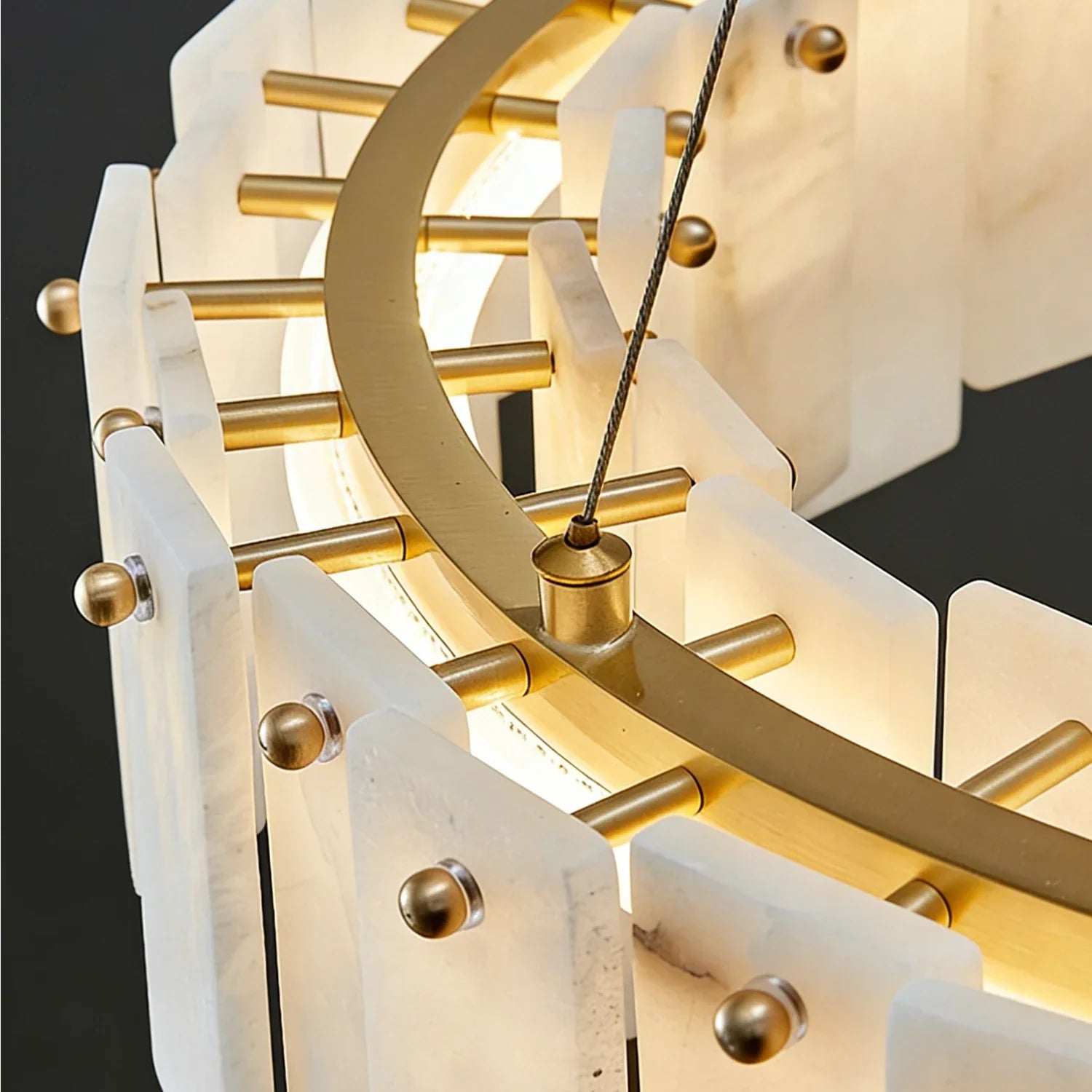 Modern Alabaster Celestial Round Chandelier | wildoxy