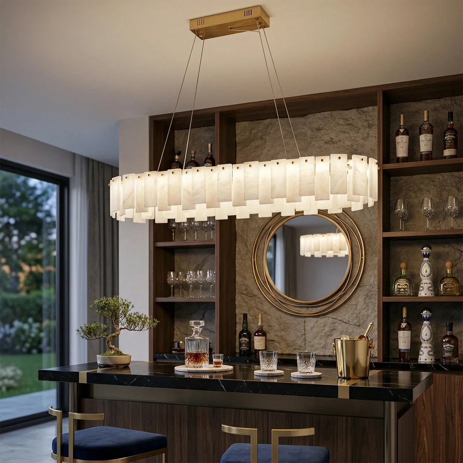Modern Alabaster Celestial Round Chandelier | wildoxy