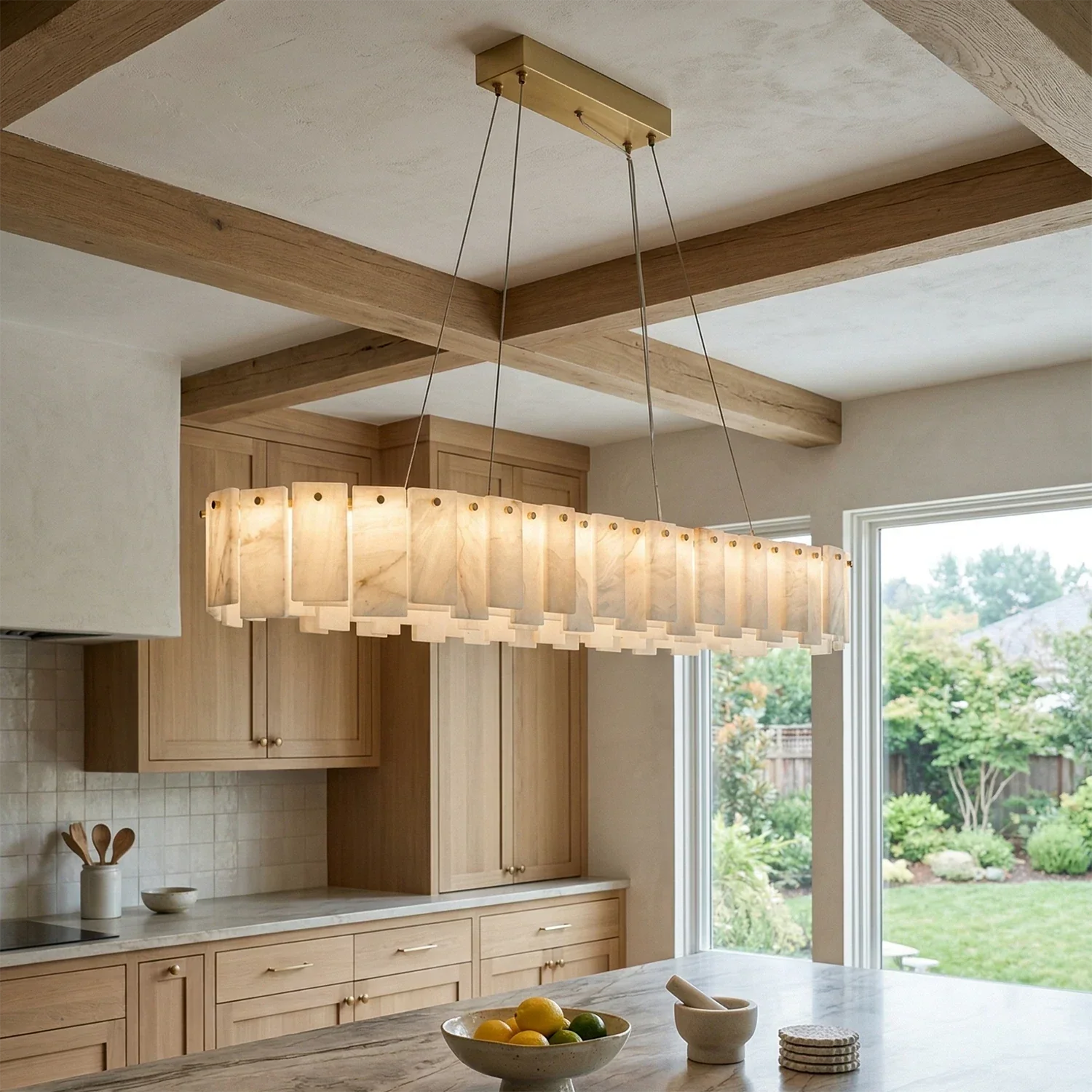 Modern Alabaster Celestial Round Chandelier | wildoxy