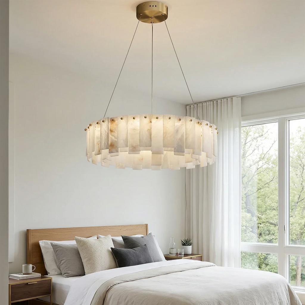 Modern Alabaster Celestial Round Chandelier | wildoxy