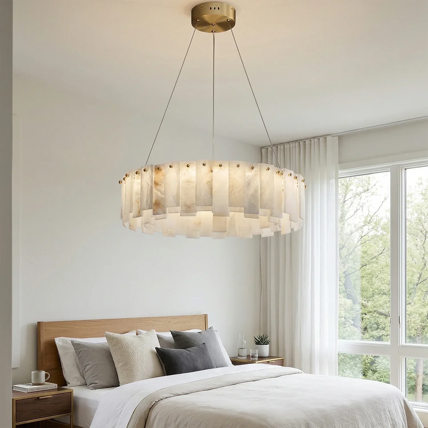 Modern Alabaster Celestial Round Chandelier | wildoxy