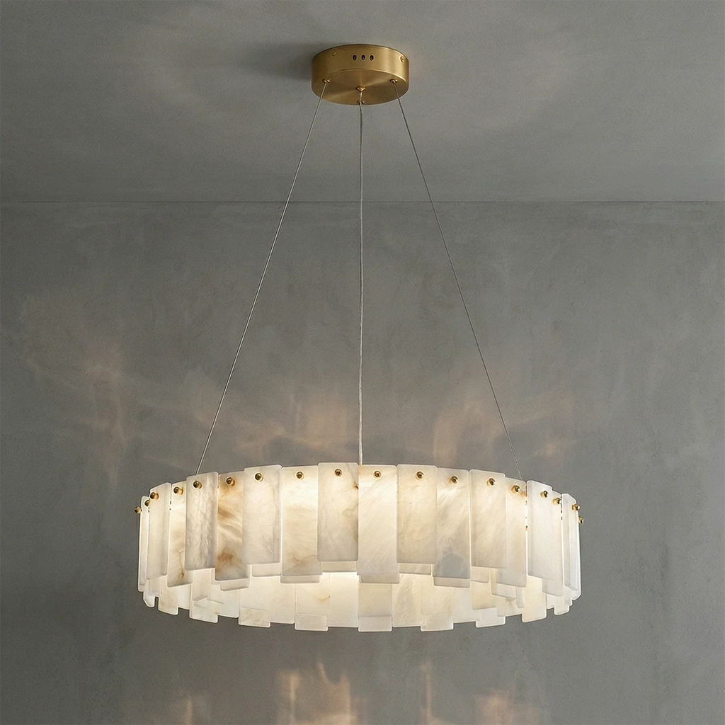 Modern Alabaster Celestial Round Chandelier | wildoxy