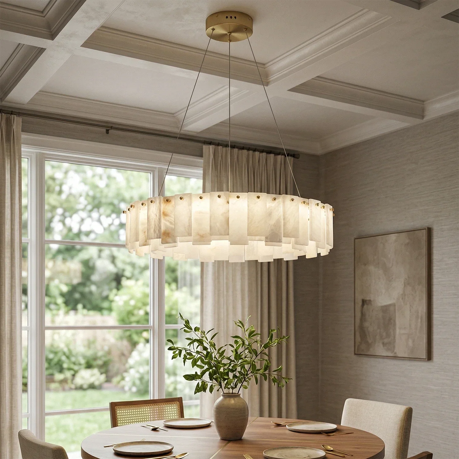 Modern Alabaster Celestial Round Chandelier | wildoxy