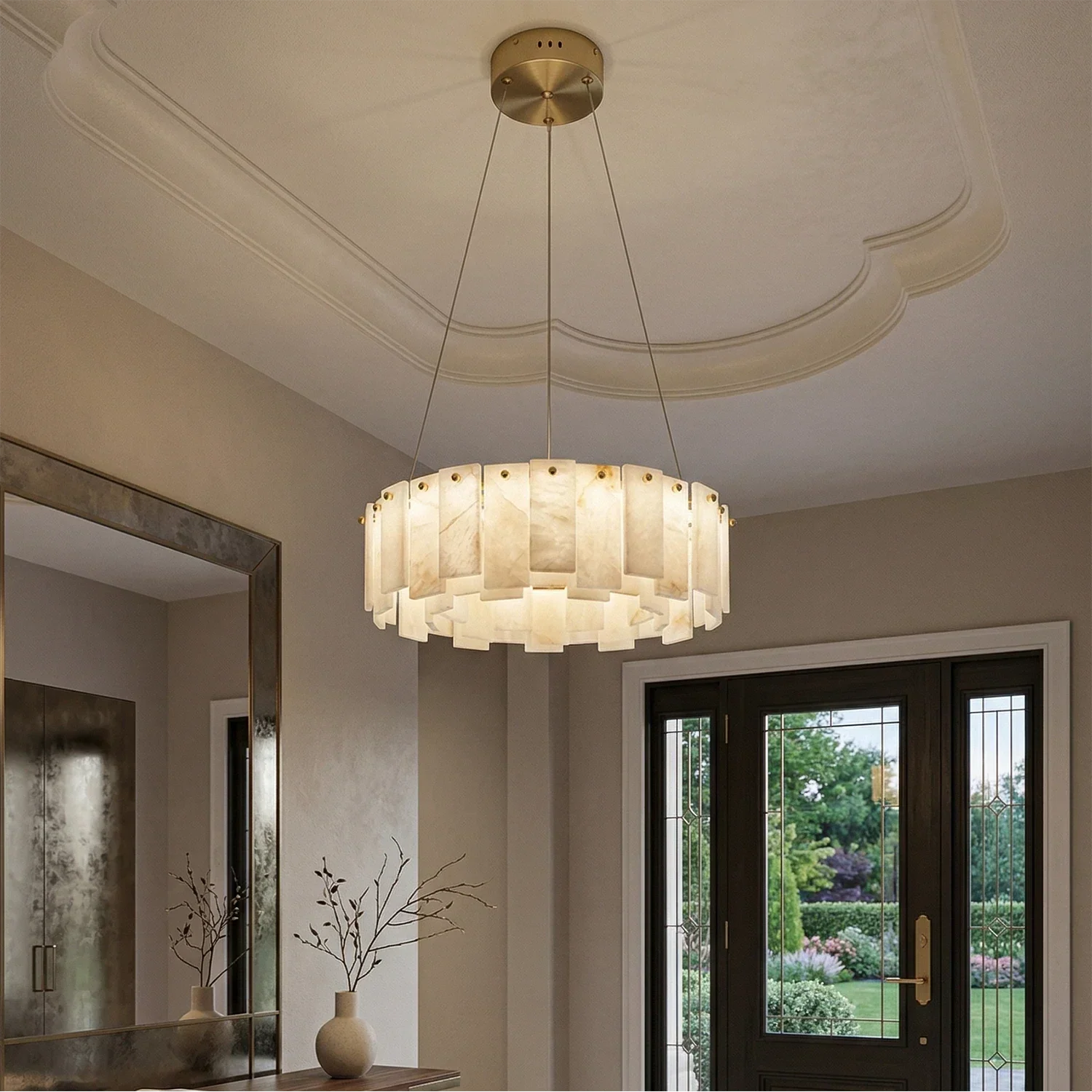 Modern Alabaster Celestial Round Chandelier | wildoxy