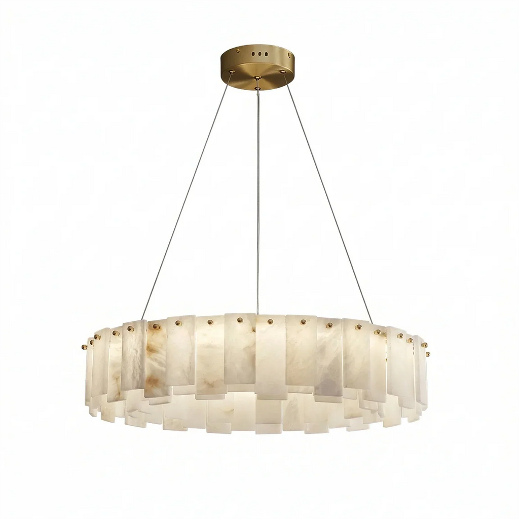 Modern Alabaster Celestial Round Chandelier | wildoxy