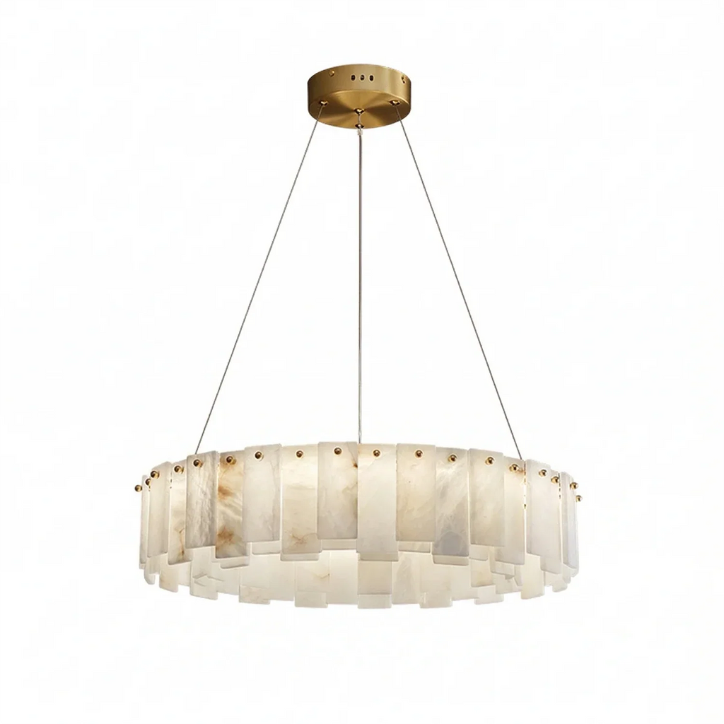Modern Alabaster Celestial Round Chandelier | wildoxy