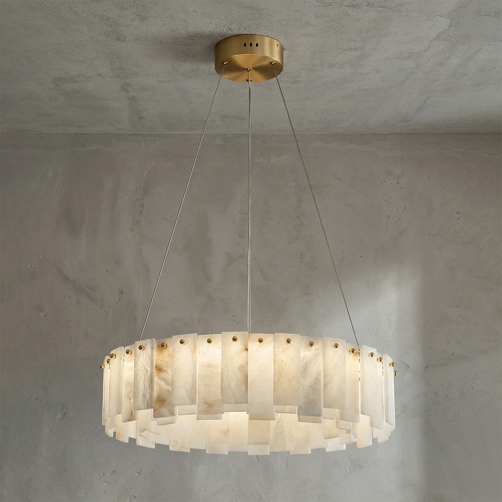 Modern Alabaster Celestial Round Chandelier | wildoxy
