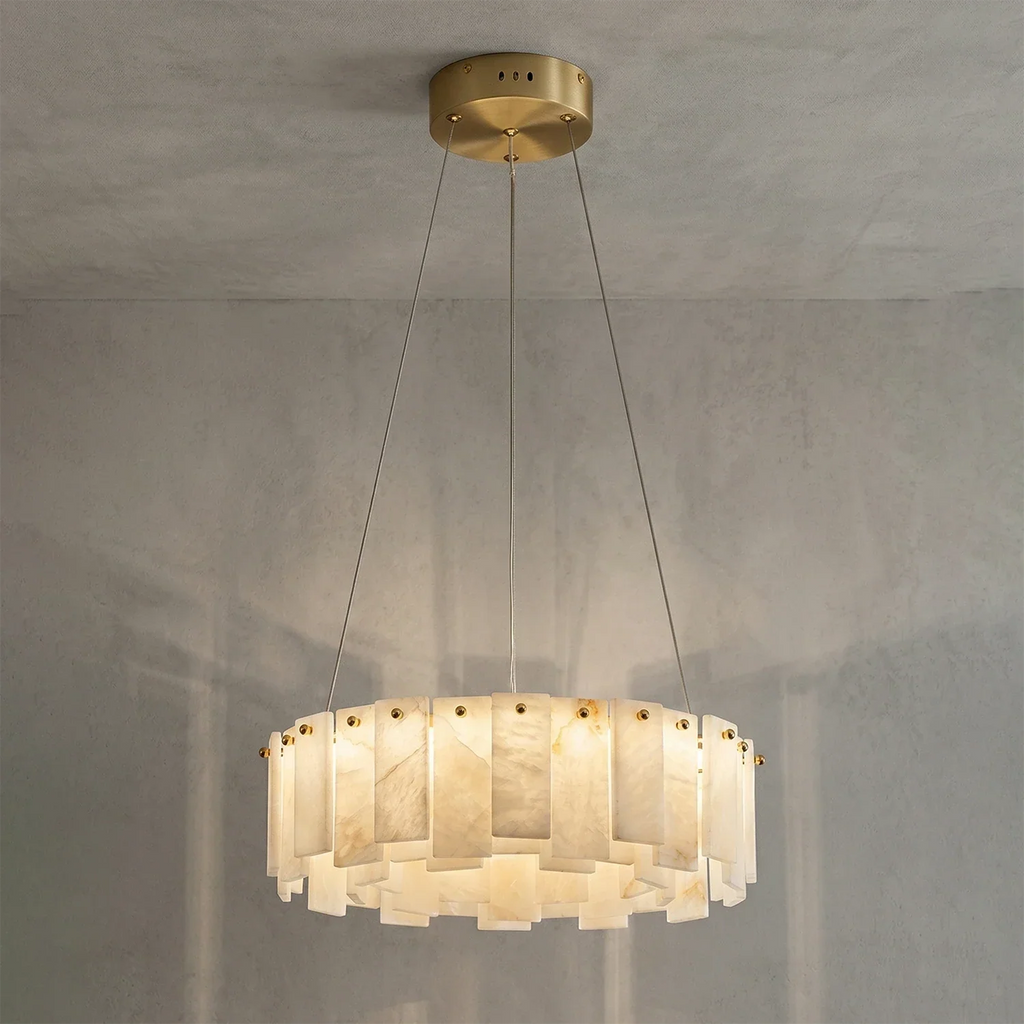 Modern Alabaster Celestial Round Chandelier | wildoxy