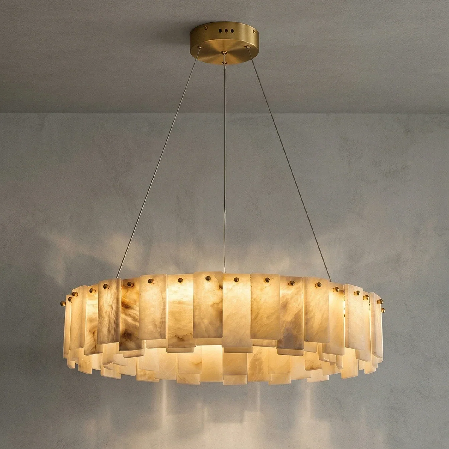 Modern Alabaster Celestial Round Chandelier | wildoxy