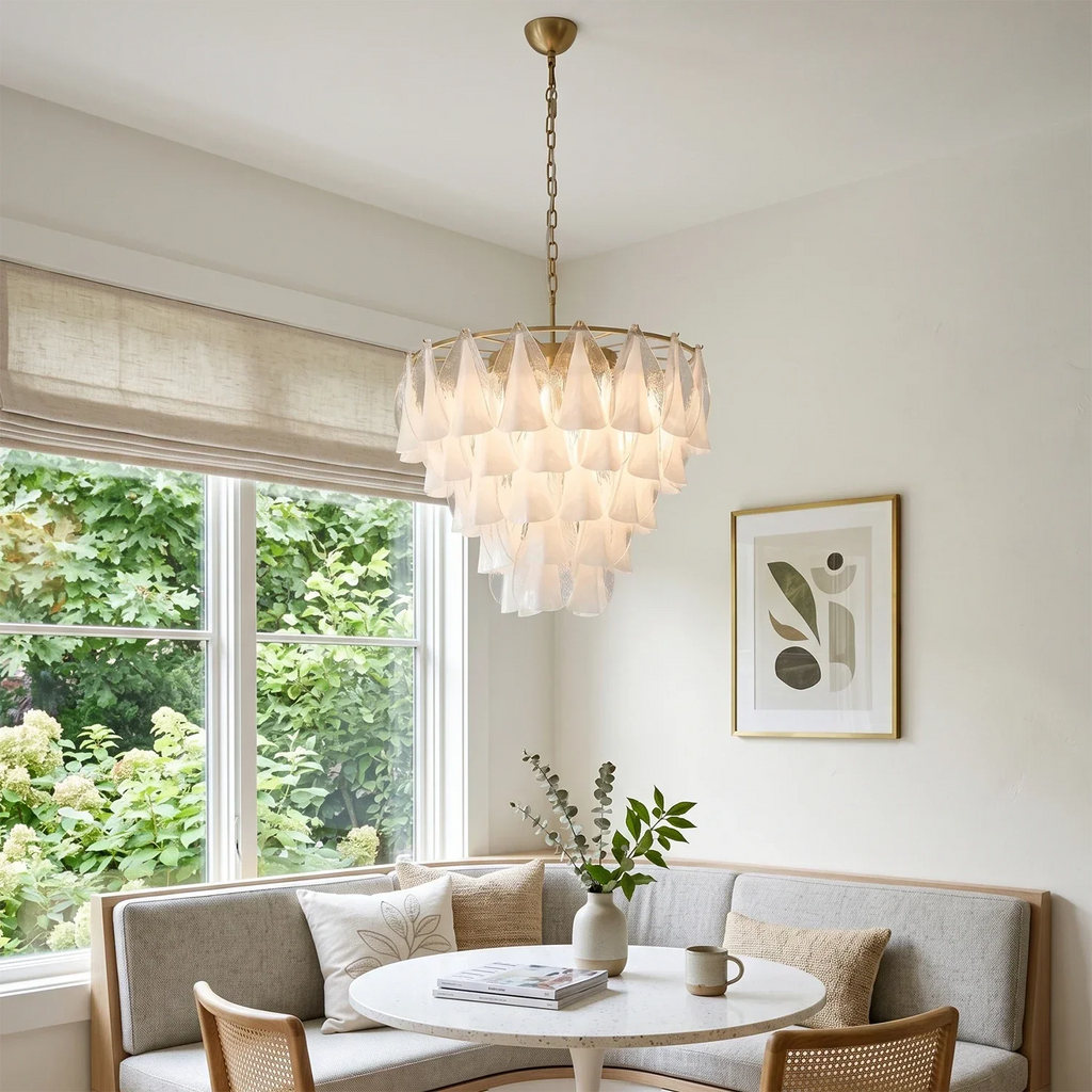 Modern Brass Tiered Glass Chandelier | wildoxy