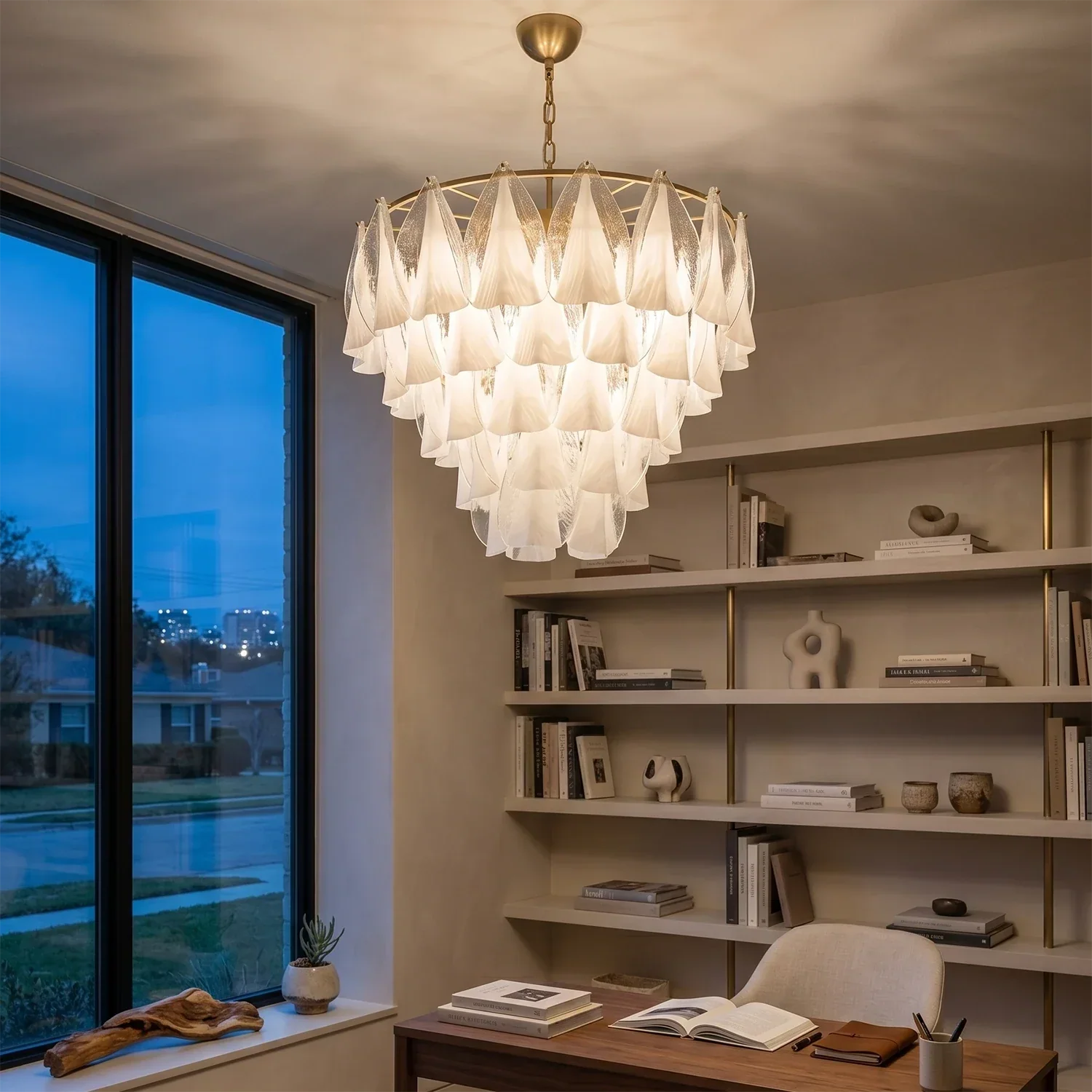 Modern Brass Tiered Glass Chandelier | wildoxy