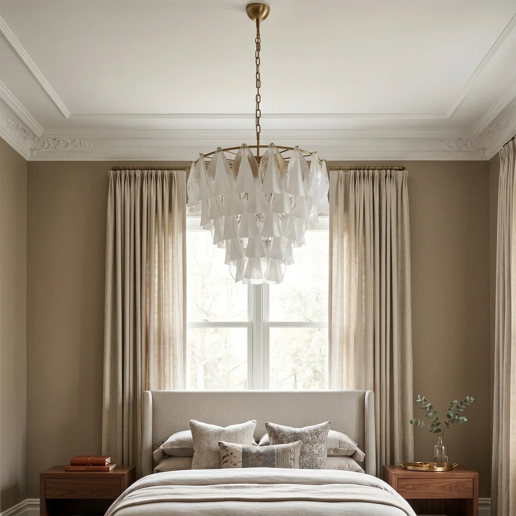 Modern Brass Tiered Glass Chandelier | wildoxy