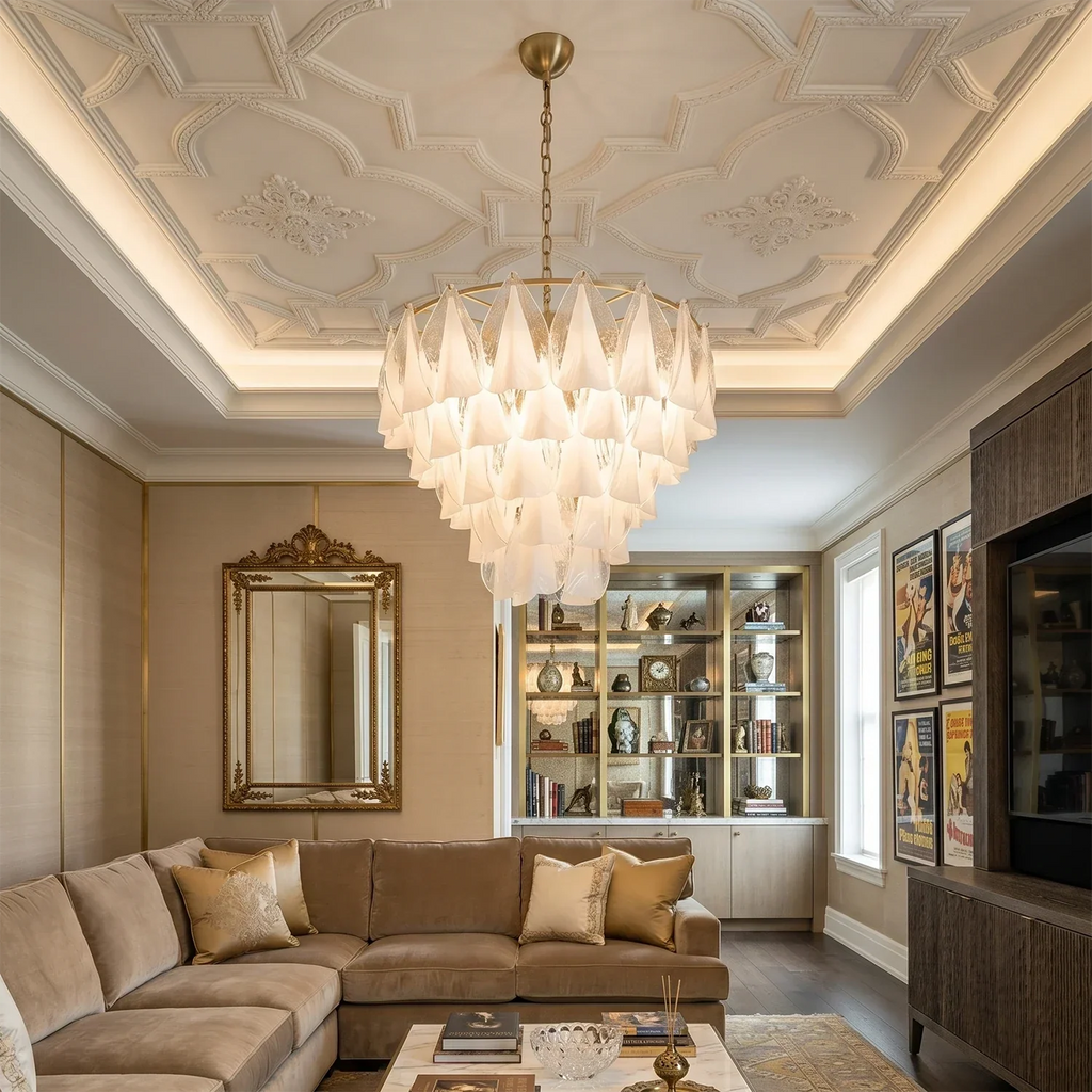 Modern Brass Tiered Glass Chandelier | wildoxy