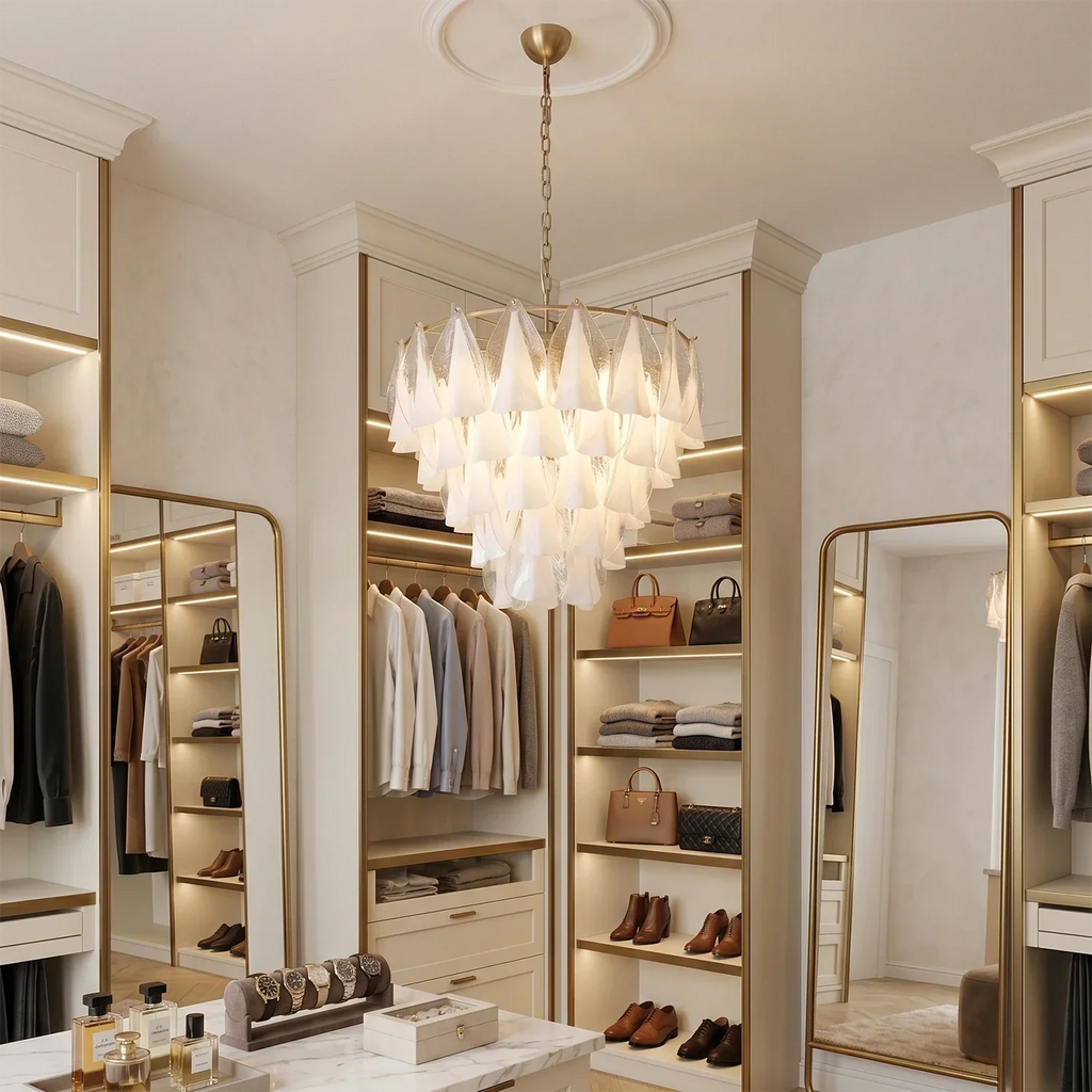 Modern Brass Tiered Glass Chandelier | wildoxy