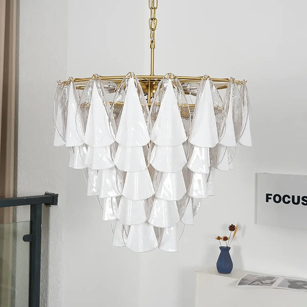 Modern Brass Tiered Glass Chandelier | wildoxy