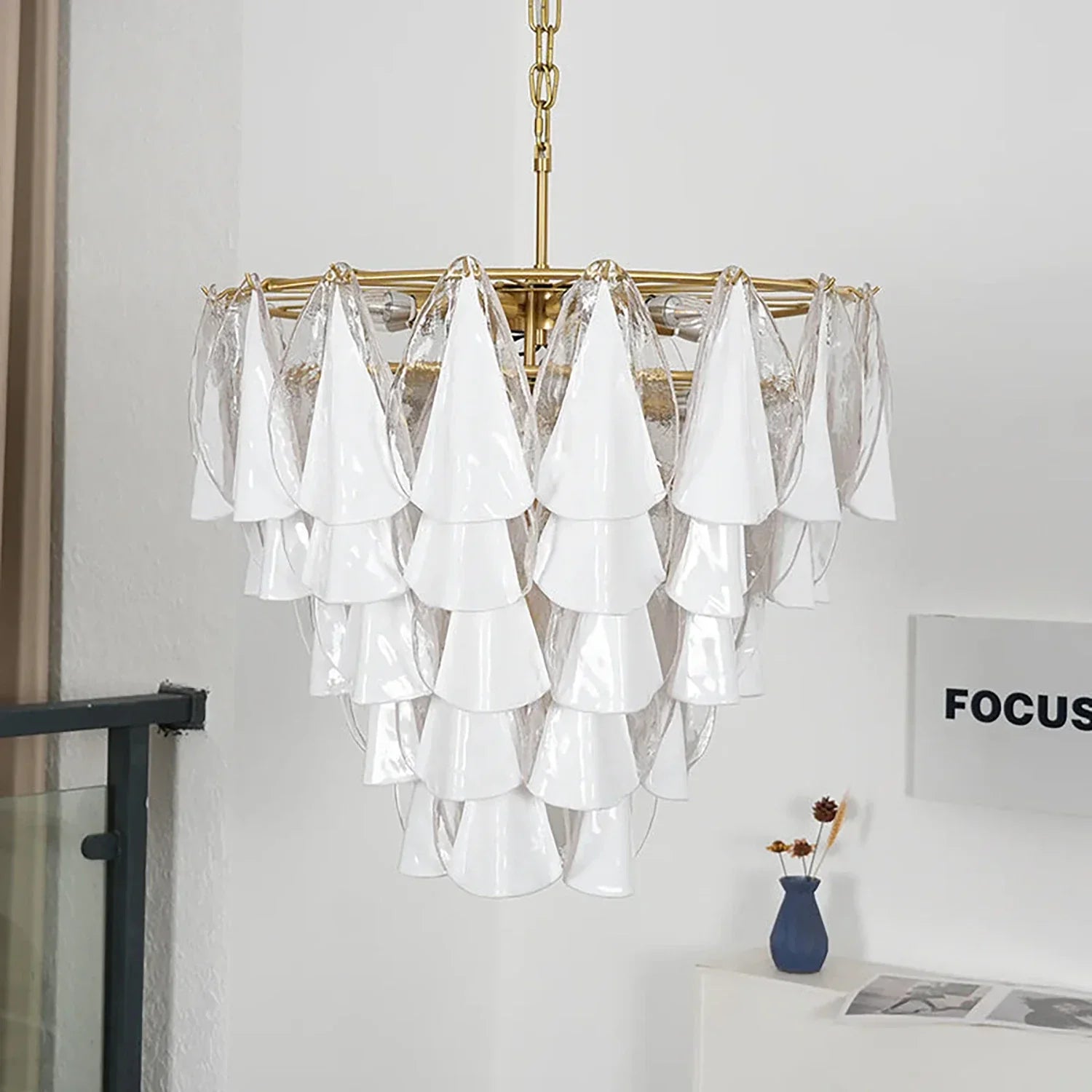 Modern Brass Tiered Glass Chandelier | wildoxy