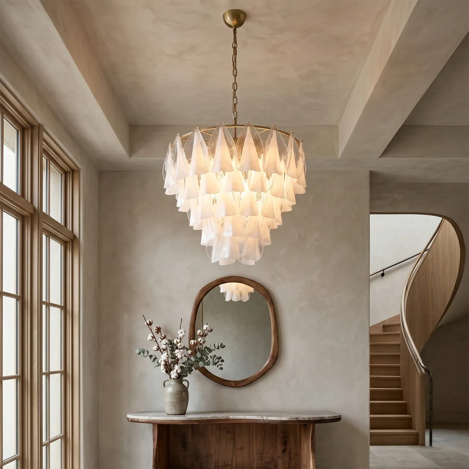 Modern Brass Tiered Glass Chandelier | wildoxy