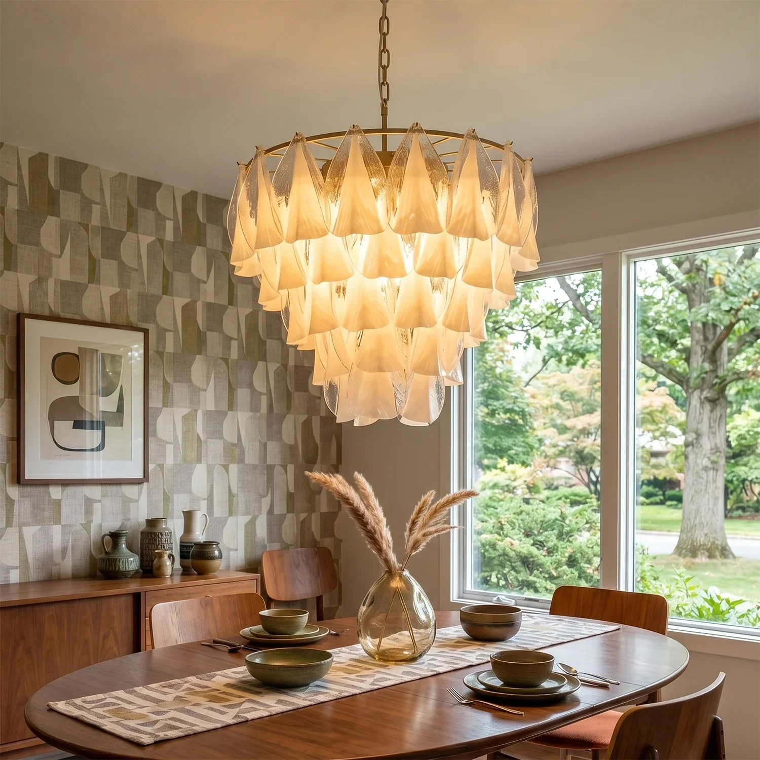 Modern Brass Tiered Glass Chandelier | wildoxy