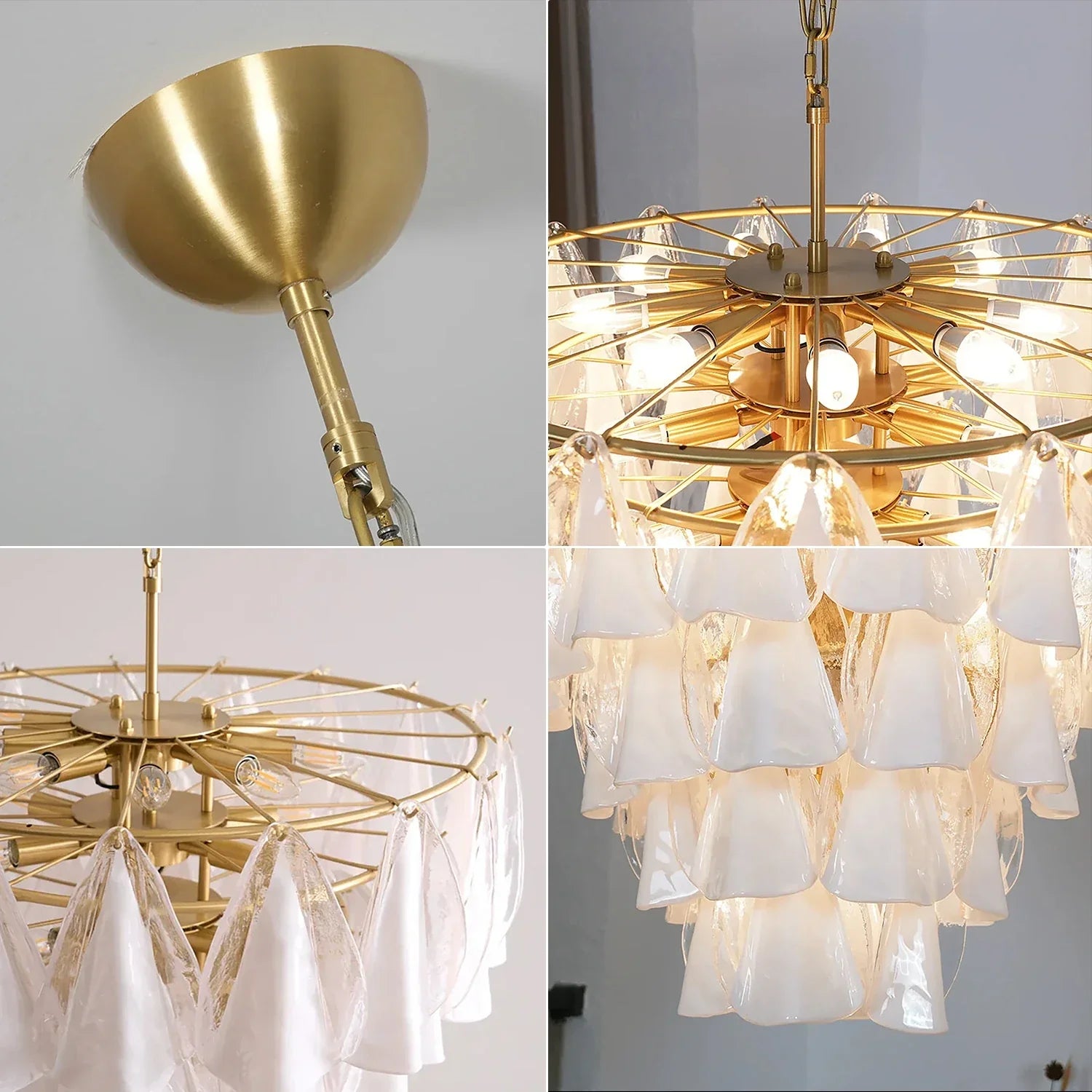 Modern Brass Tiered Glass Chandelier | wildoxy