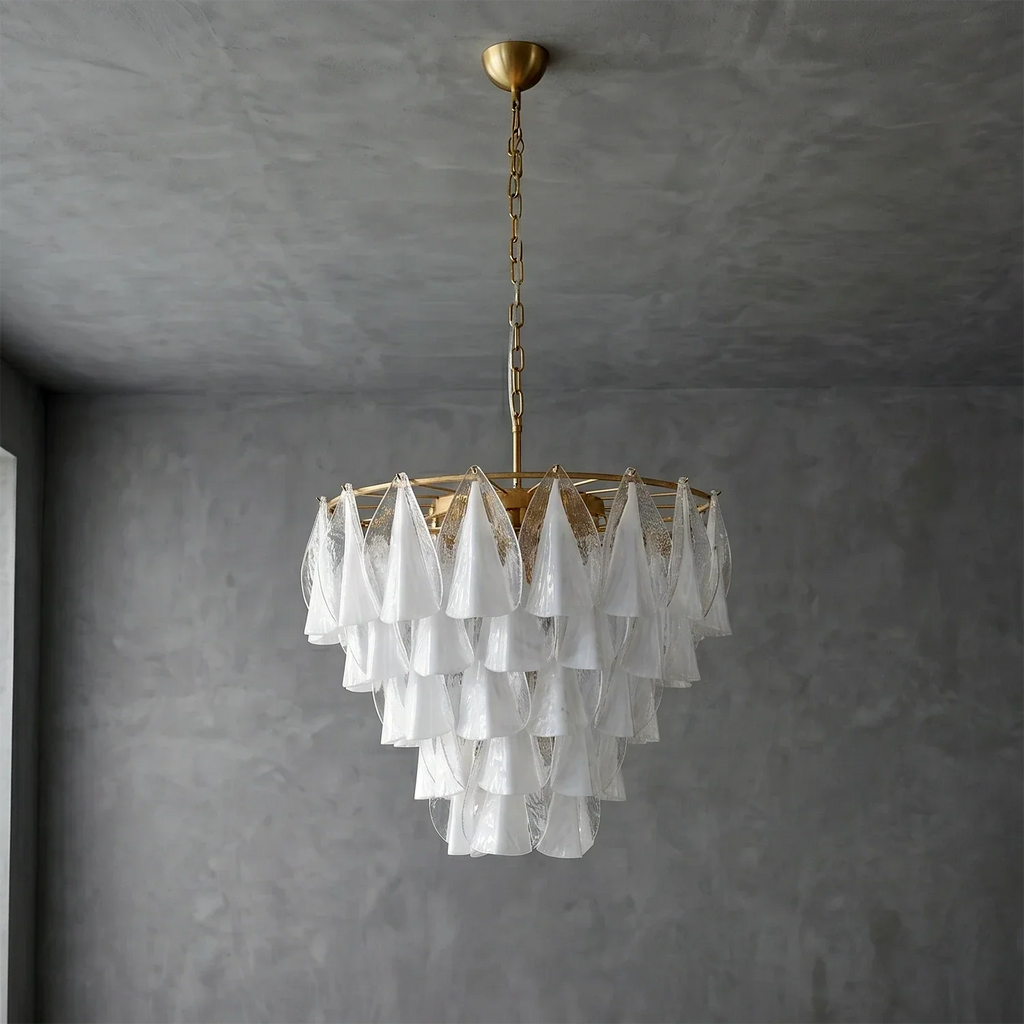 Modern Brass Tiered Glass Chandelier | wildoxy