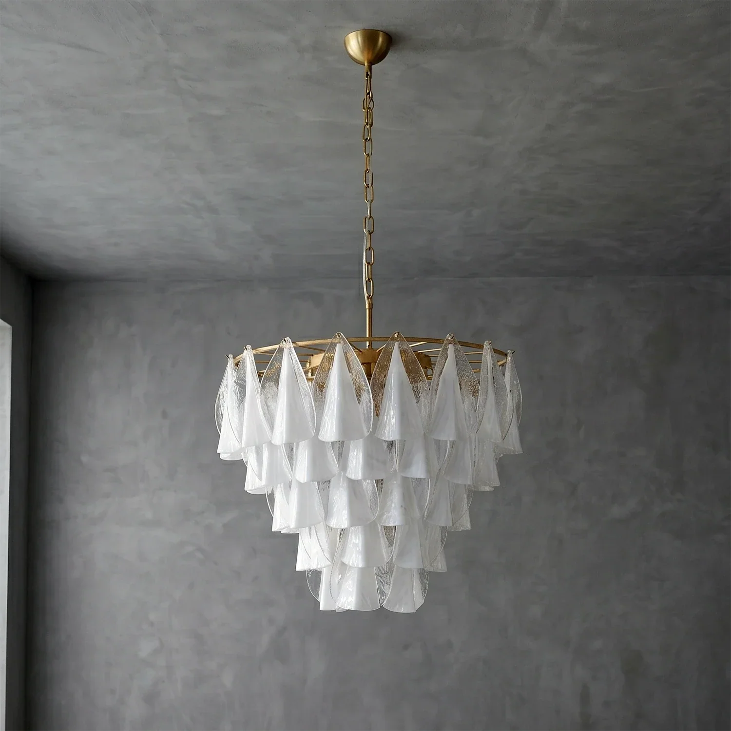 Modern Brass Tiered Glass Chandelier | wildoxy