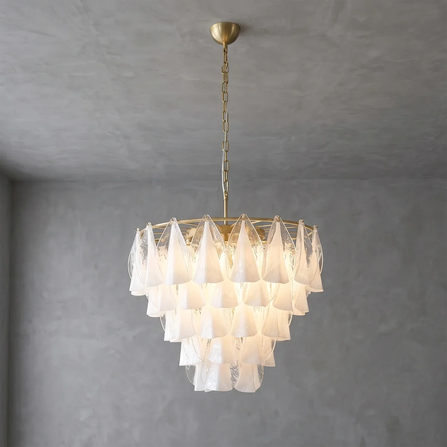 Modern Brass Tiered Glass Chandelier | wildoxy