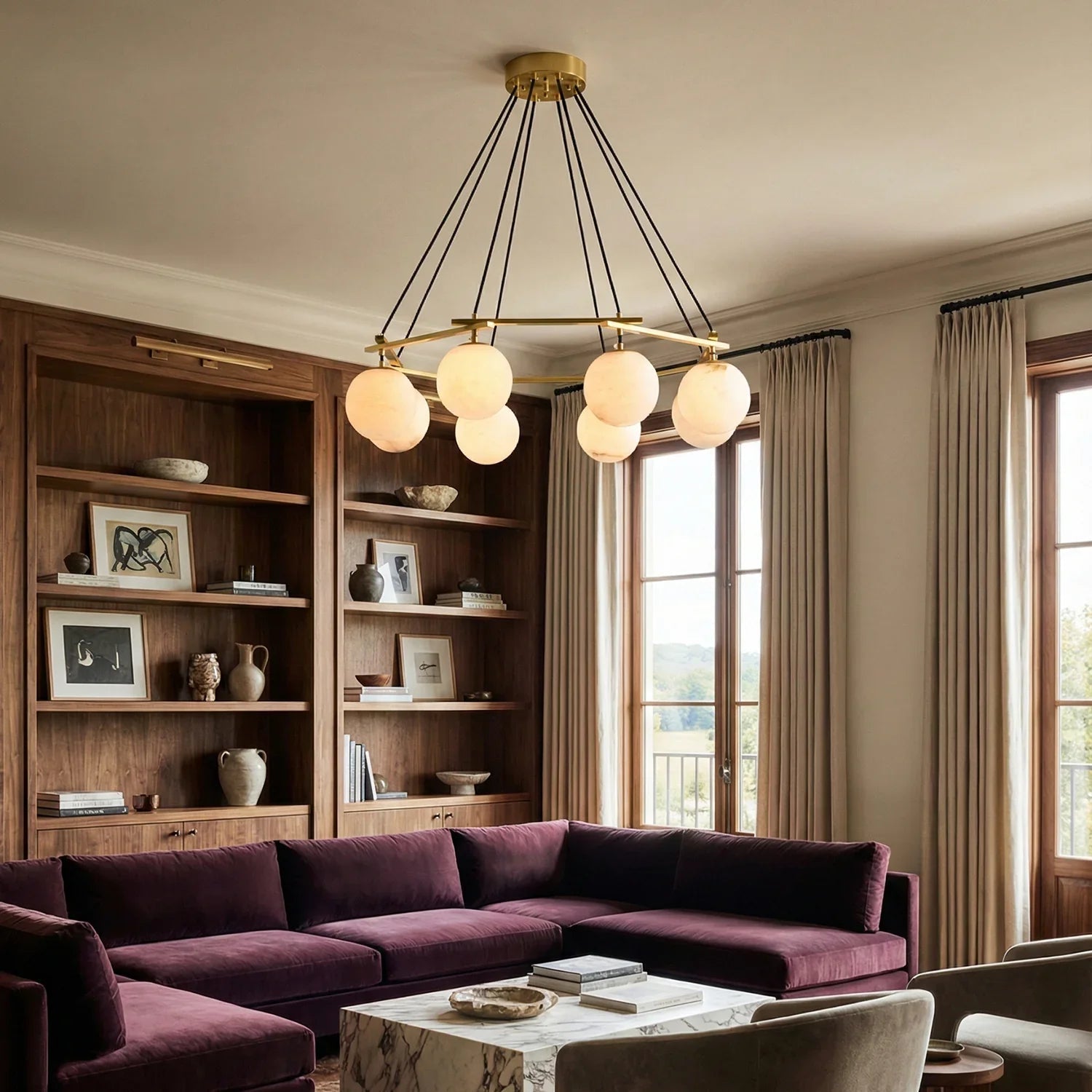 Modern Geometric Alabaster Sphere Chandelier | wildoxy