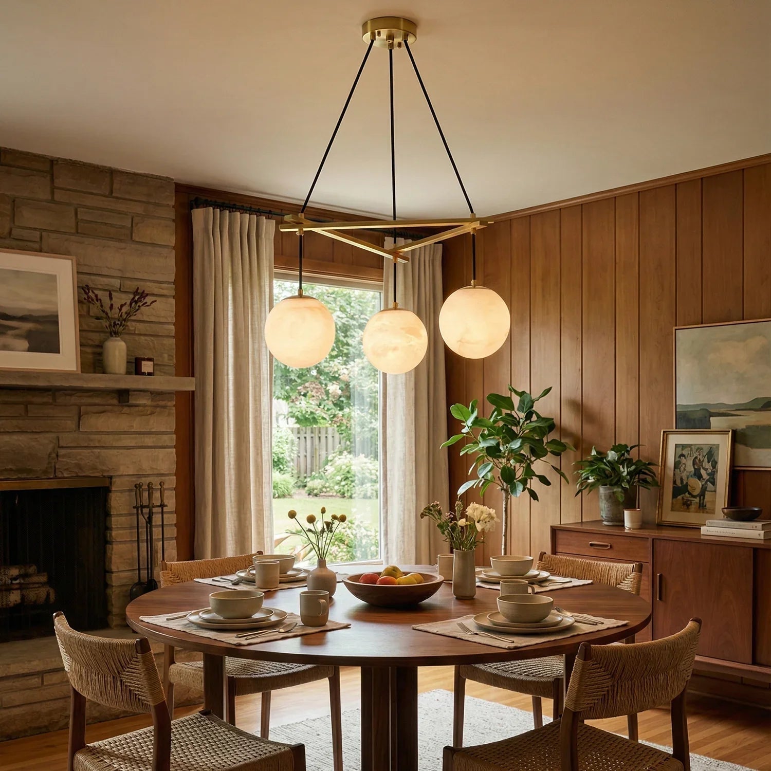 Modern Geometric Alabaster Sphere Chandelier | wildoxy
