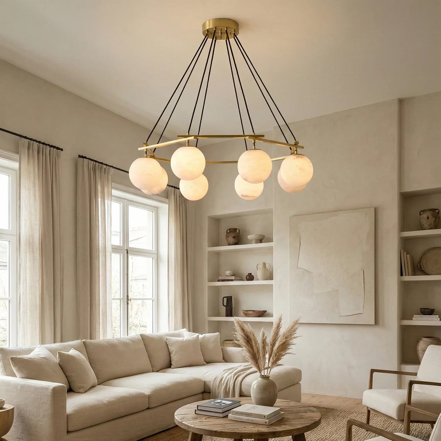 Modern Geometric Alabaster Sphere Chandelier | wildoxy