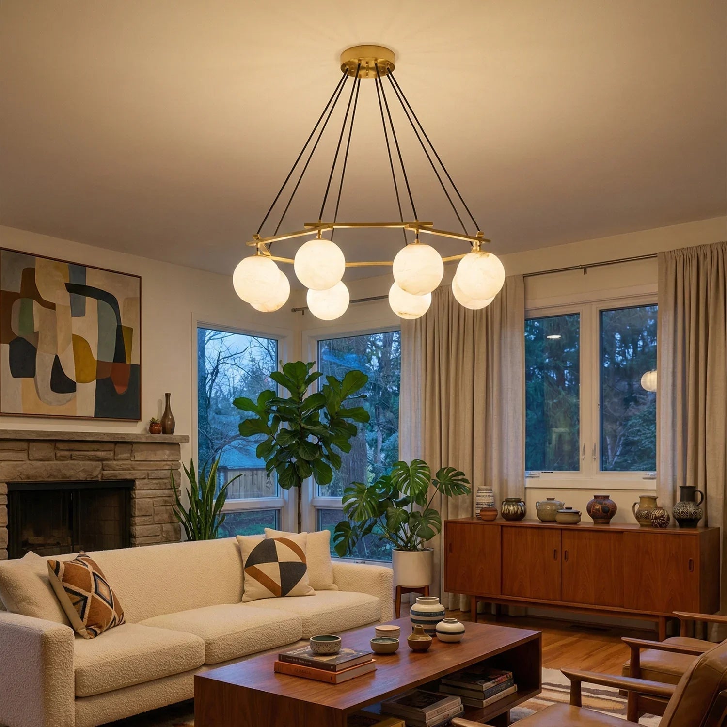 Modern Geometric Alabaster Sphere Chandelier | wildoxy