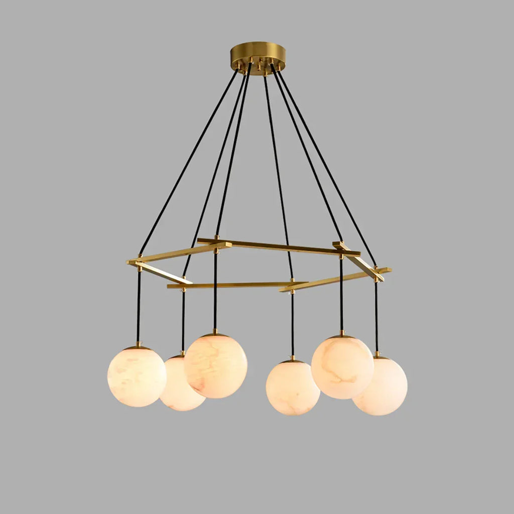 Modern Geometric Alabaster Sphere Chandelier | wildoxy