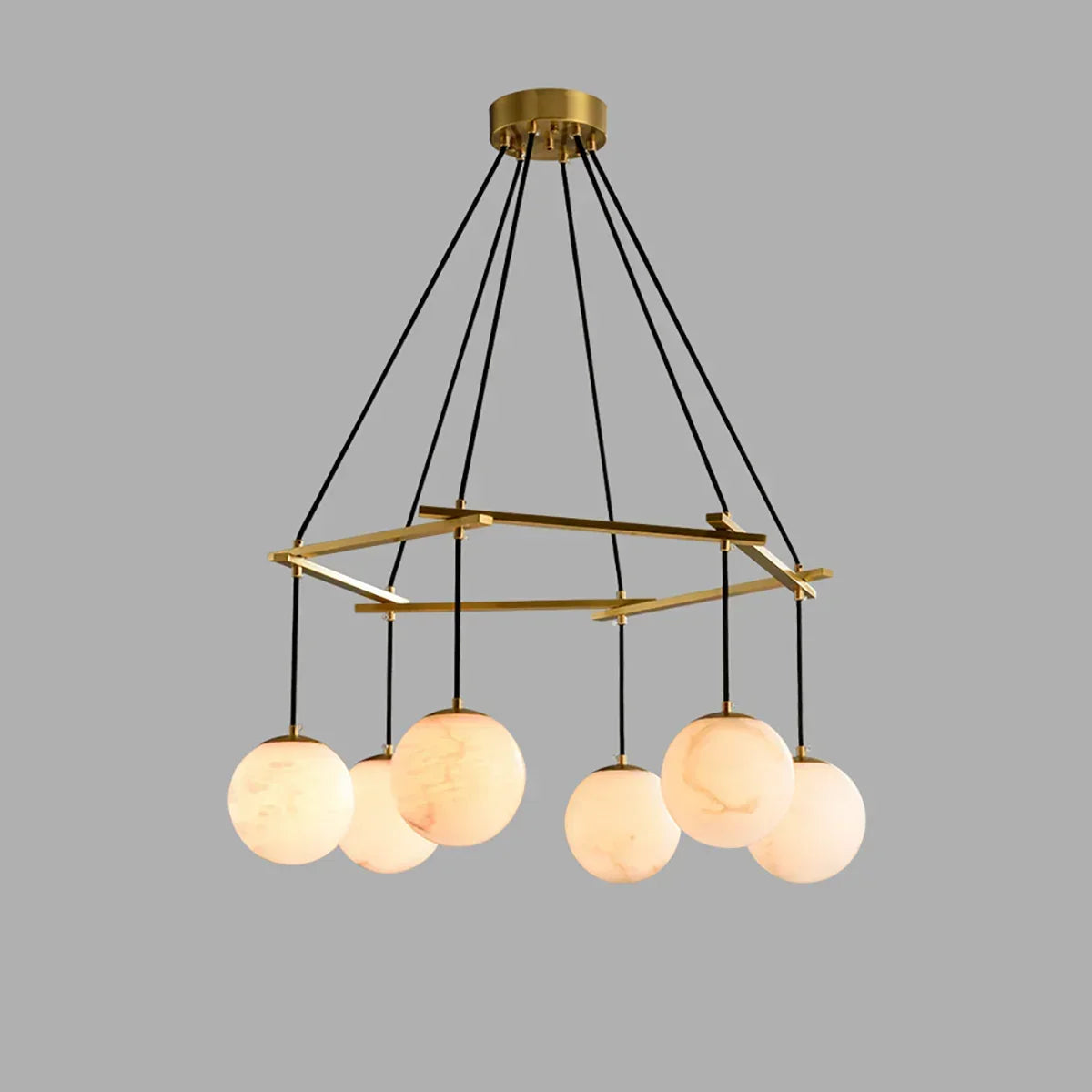 Modern Geometric Alabaster Sphere Chandelier | wildoxy