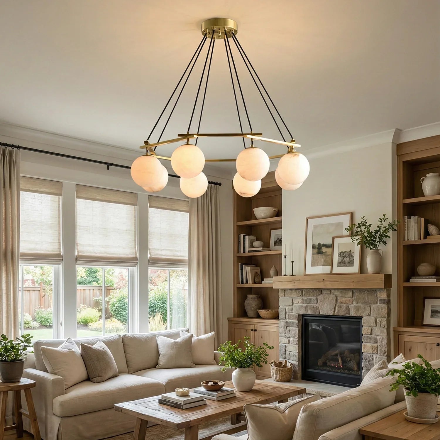 Modern Geometric Alabaster Sphere Chandelier | wildoxy